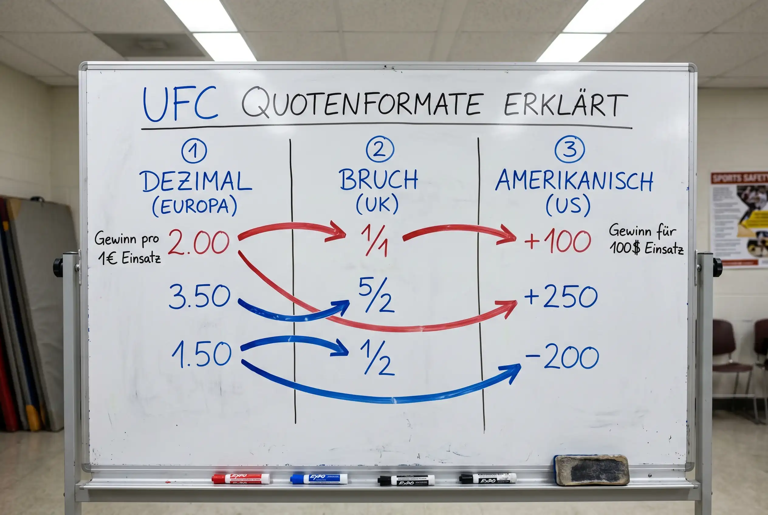 UFC Quotenformate Dezimal Fractional und American Odds erklärt